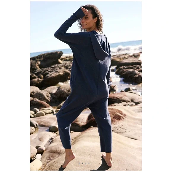 Free People Hot Shot Onsie Long Sleeve Midnight Navy Large NWT